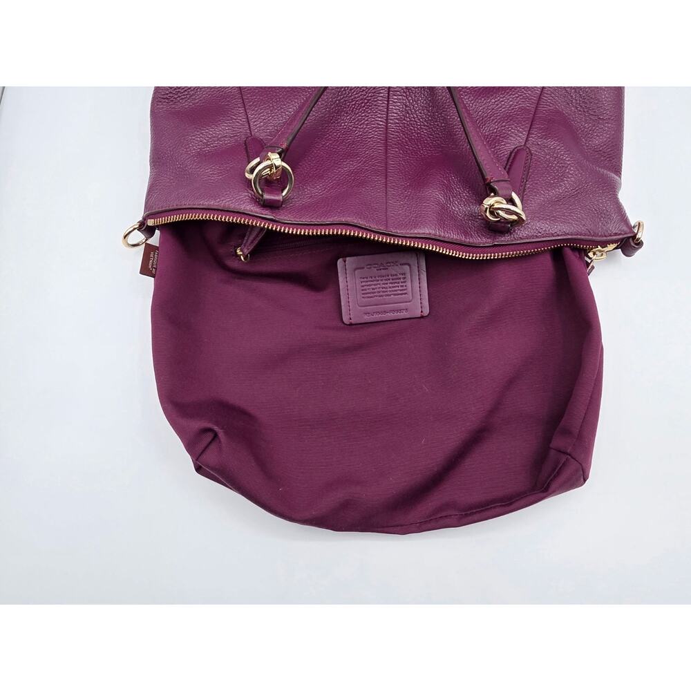 Coach Small Kelsey Pebbled Leather Satchel Bag β Deep Plum β Gold Hardware - Picture 12 of 16